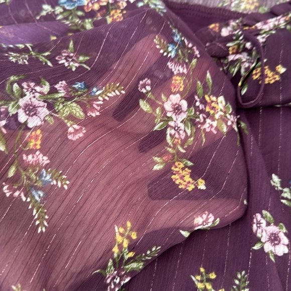 Plum Color Shimmer Ruffle Boule Size Petite Medium - Picture 4 of 5